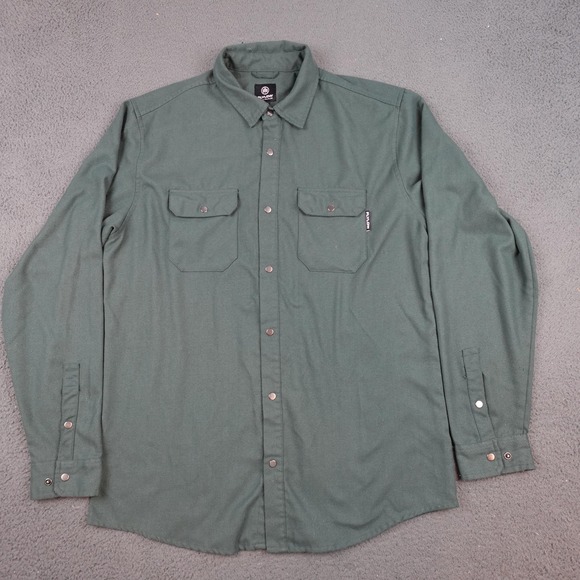 Flylow Handlebar Tech Flannel Shirt Mens XL Green Snap Button Outdoor Utility - Picture 1 of 12